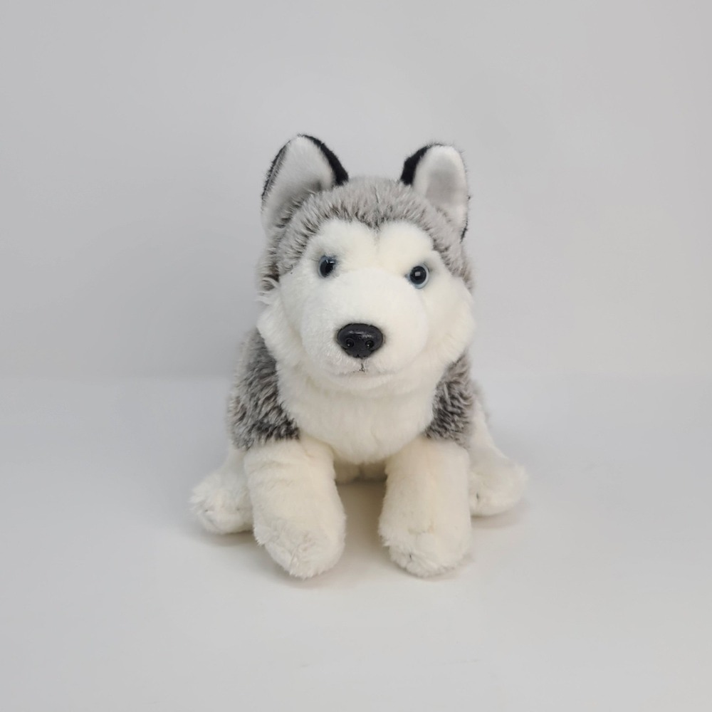 Toys R Us Husky Dog Plush Kids‎ 10 Inch Grey White Blue Eyes 2015 Good Condition
